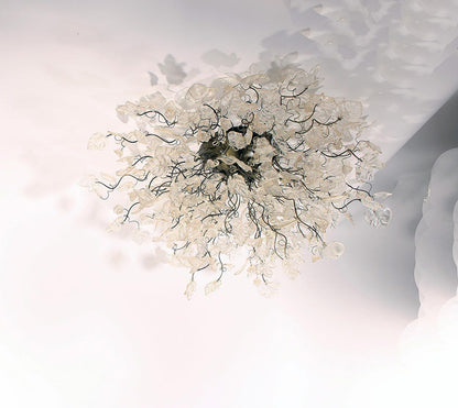 Flush Mount Lighting with transparent clear flowers, wild looking ceiling mount for kitchen, living room.