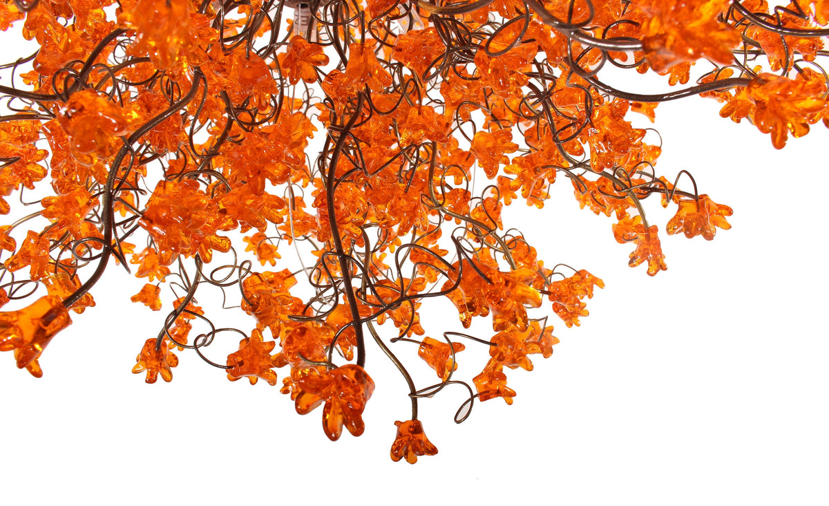 Orange Dining Room Lighting, Hanging Chandeliers with Orange jumping flowers