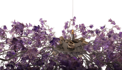 Dining Room Lighting, Modern Hanging Chandeliers with Purple jumping flowers.