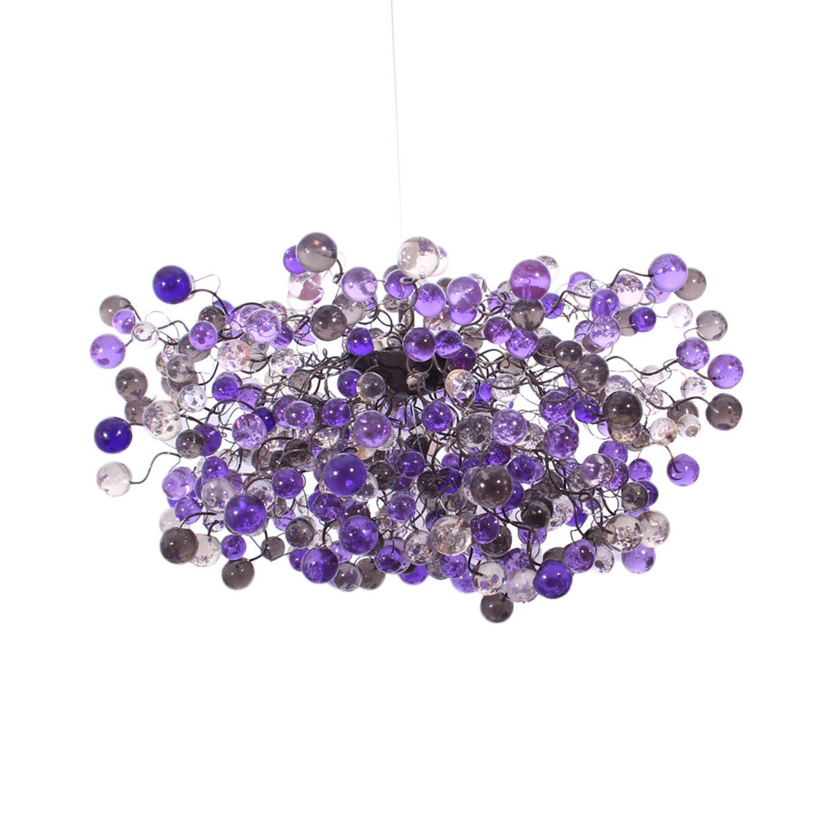 Hanging Chandeliers with purple, gray and clear bubbles lighting for Dining Room