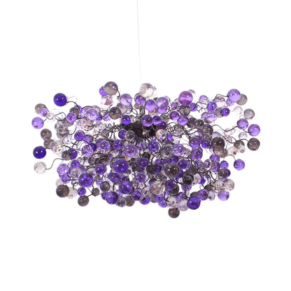 Hanging Chandeliers with purple, gray and clear bubbles lighting for Dining Room