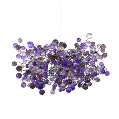 Hanging Chandeliers with purple, gray and clear bubbles lighting for Dining Room