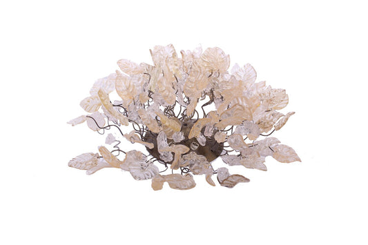 Bronze Sconce With Whimsical Resin Leaves In White & Gold