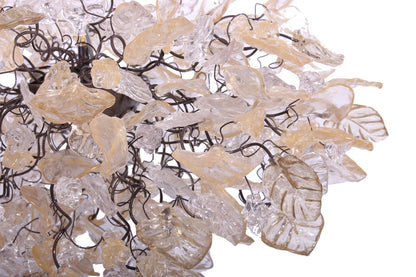 Hanging Chandeliers with transparent gold and clear leaves and flowers for Dining Room