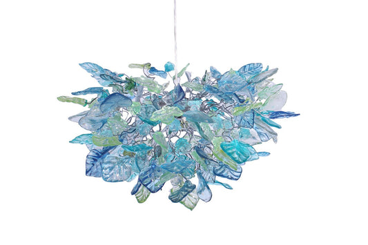 Unique lighting with Sea color flowers & leaves for Dining Room