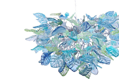 Unique chandelier lighting with Sea color flowers & leaves for Dining Room