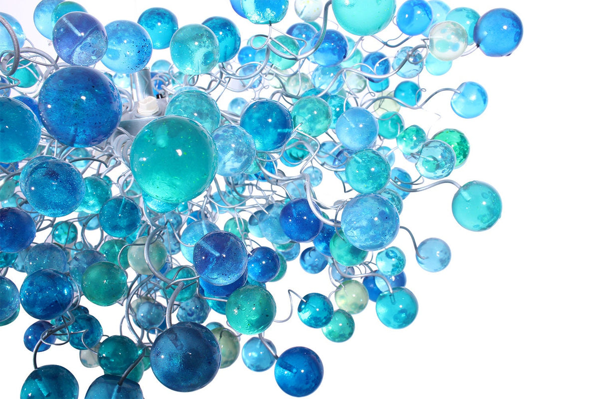 Cobalt blue Hanging chandeliers. light fixture with blue bubbles for Dining Room