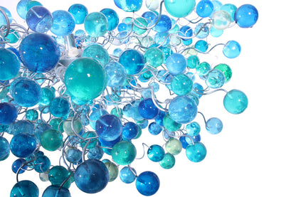 Cobalt blue Hanging chandeliers. light fixture with blue bubbles for Dining Room