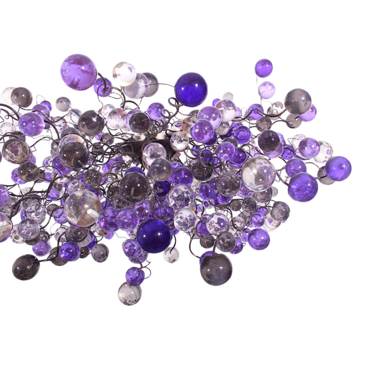 Hanging Chandeliers with purple, gray and clear bubbles lighting for Dining Room