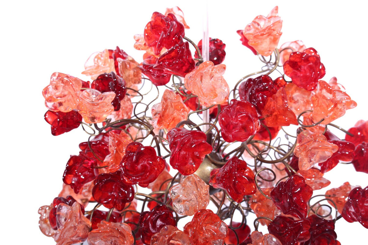 Red and pink roses pendant light for hall, children room, bedroom, as a kitchen island lighting.
