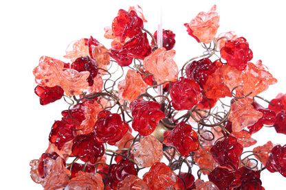 Red and pink roses pendant light for hall, children room, bedroom, as a kitchen island lighting.