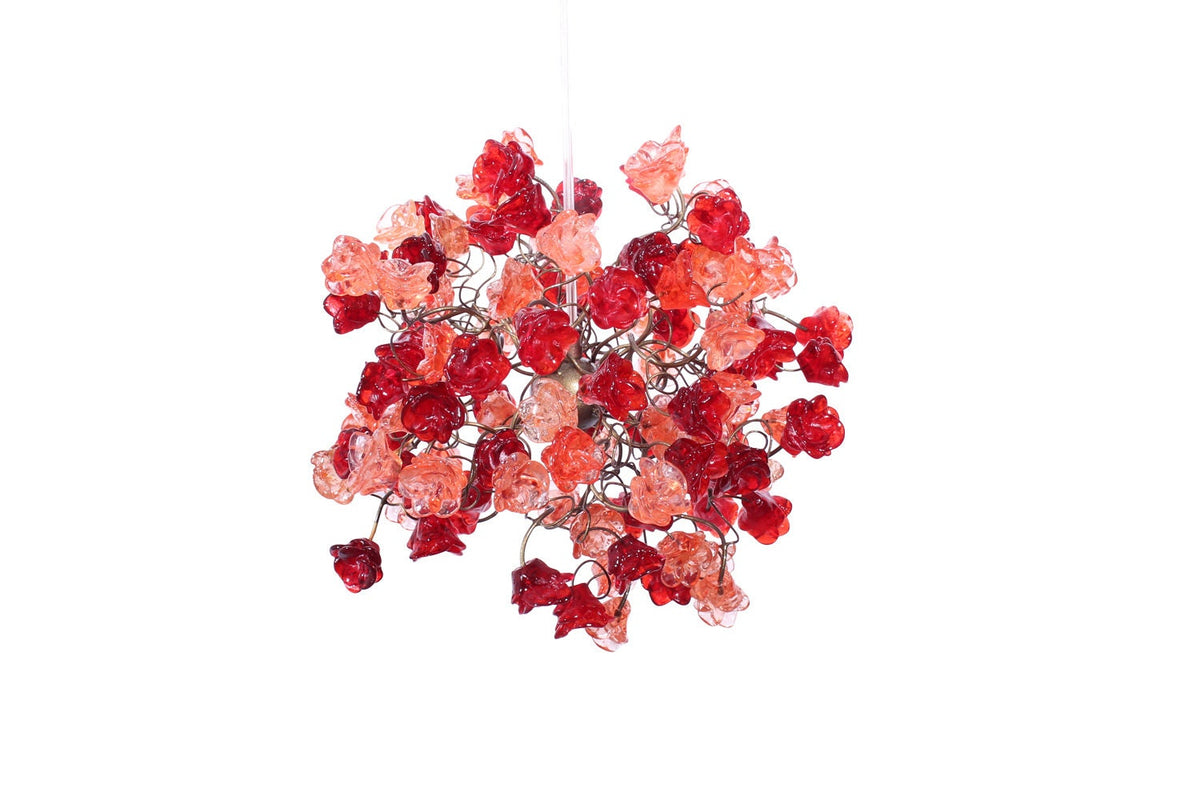Red and pink roses pendant light for hall, children room, bedroom, as a kitchen island lighting.