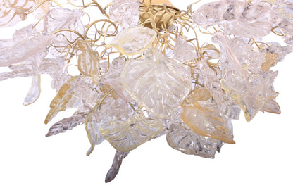 Gold hanging Chandeliers with flowers and leaves for living room, dining room