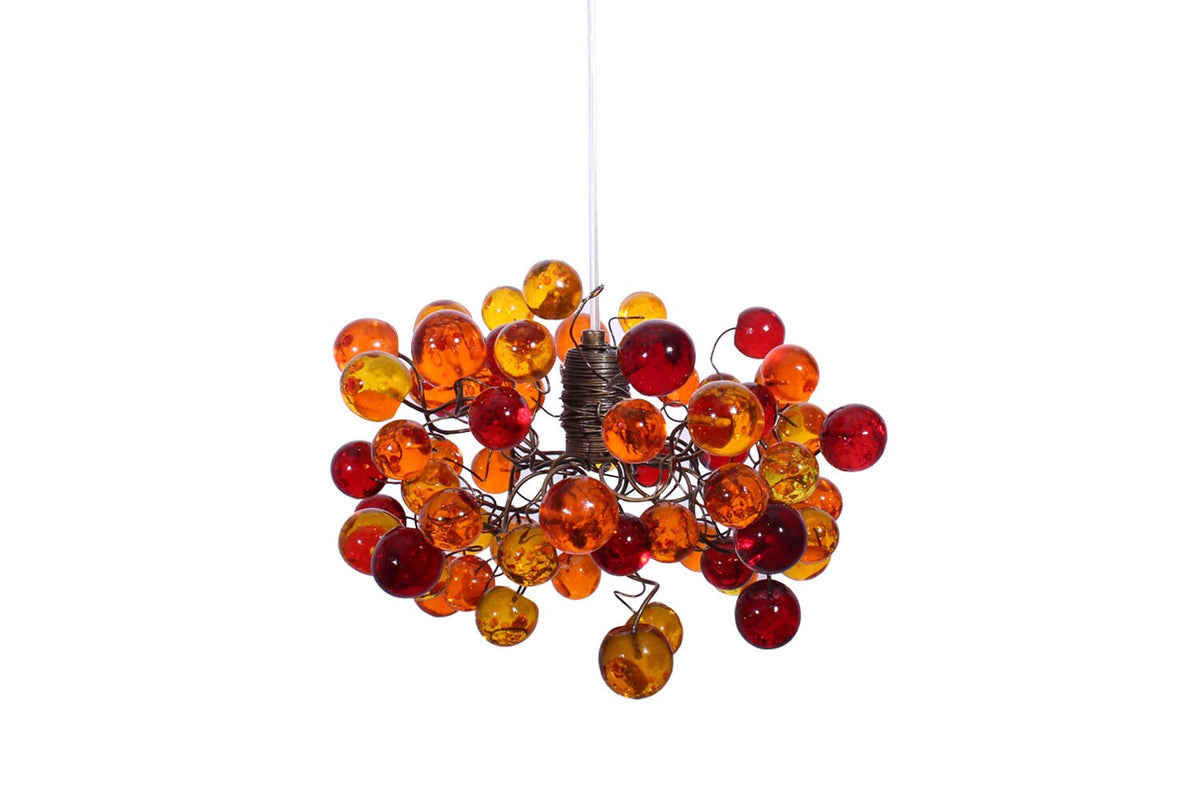 Bubbles Lighting, Ceiling Pendant light with orange and red wine bubbles.