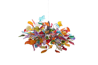 Resin Flower Leaf Chandelier, Multicolored Bedroom Lighting