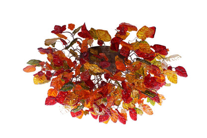 30" Large Flush Mount Light: Warm Floral Resin Flowers Leaves Bronze G9 LED