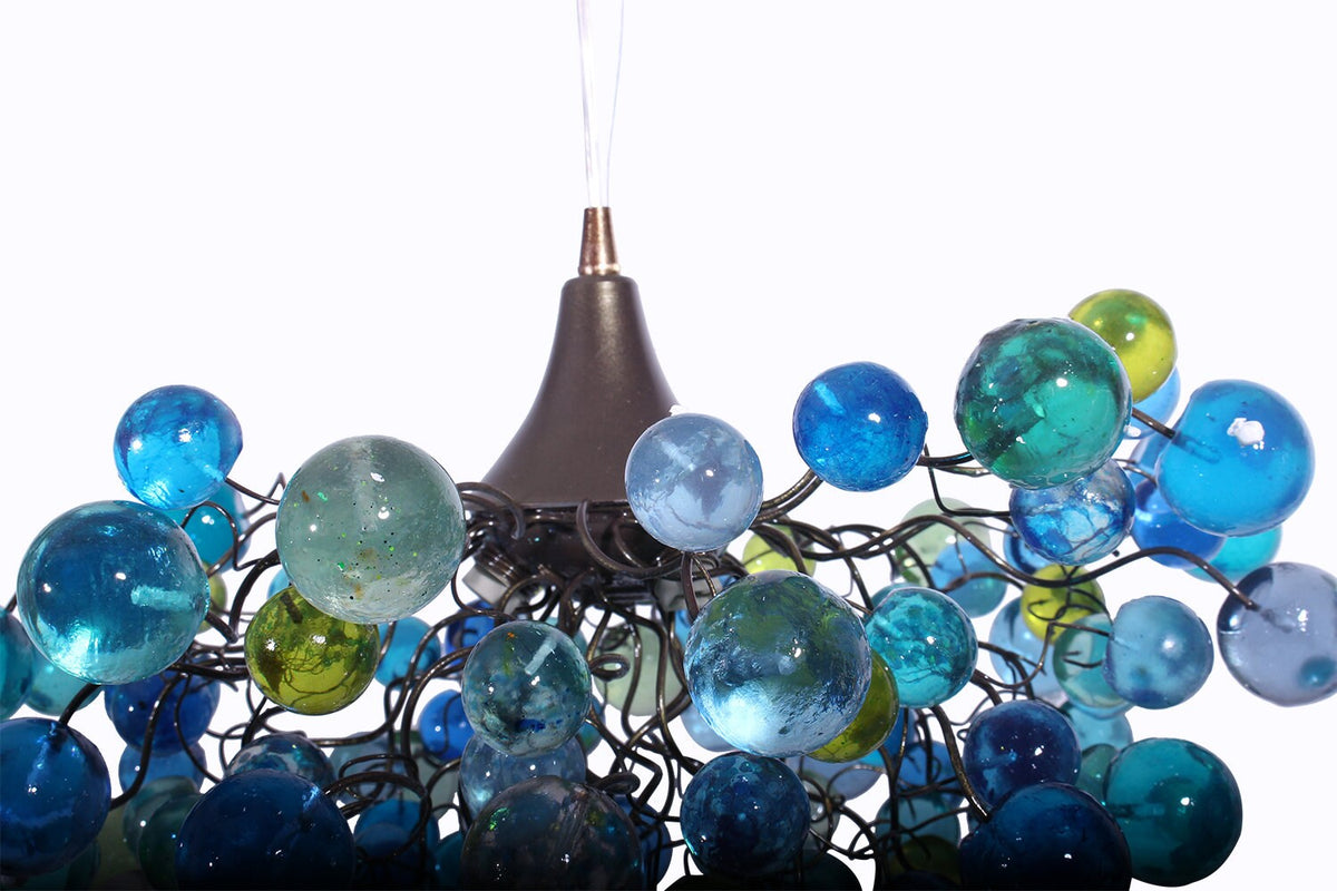 Resin Bubble Chandelier, Blue Sea Glass Light, Kids Room Lighting, Dining Room Lamp, Coastal Decor, Housewarming Gift