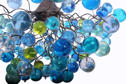 Resin Bubble Chandelier, Blue Sea Glass Light, Kids Room Lighting, Dining Room Lamp, Coastal Decor, Housewarming Gift