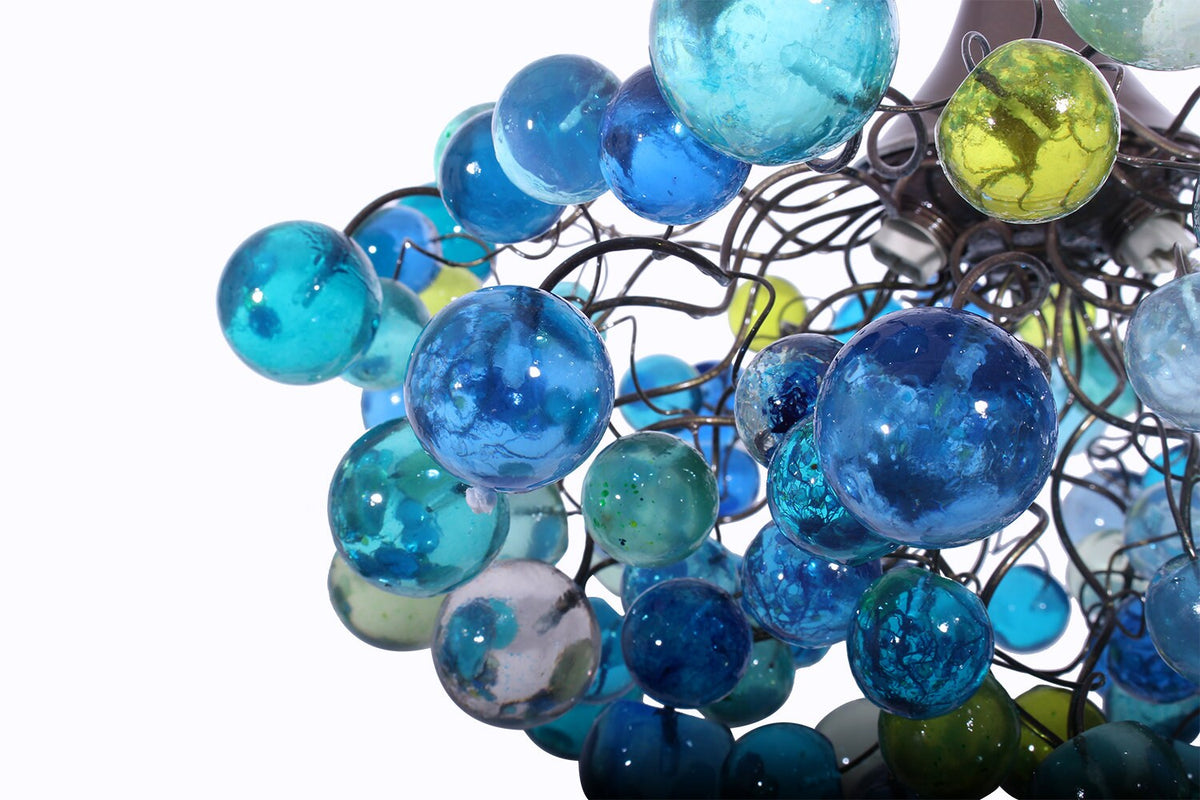 Resin Bubble Chandelier, Blue Sea Glass Light, Kids Room Lighting, Dining Room Lamp, Coastal Decor, Housewarming Gift