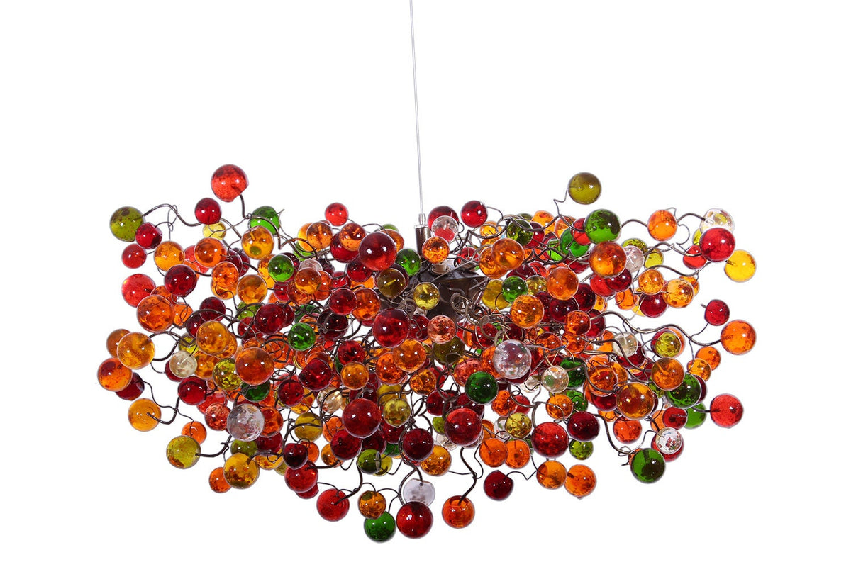 Hanging Chandeliers with warm color bubbles