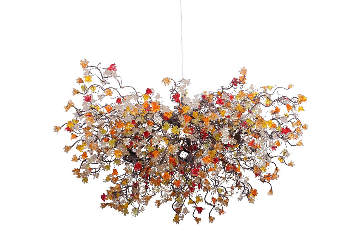Large Dining Room Lighting, Modern Hanging Chandeliers with warm colors jumping flowers for Dining Room