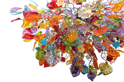 Big Hanging chandeliers with Colorful flowers and leaves