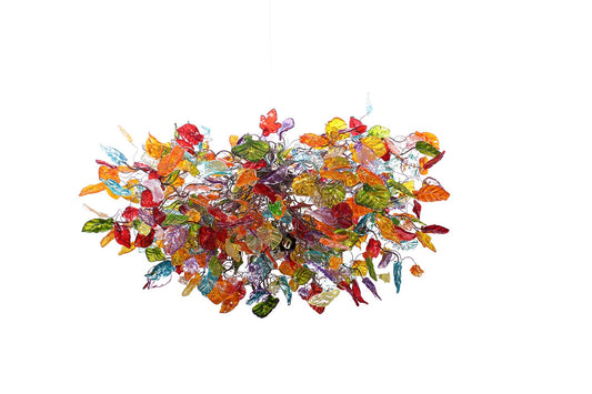 Big Hanging chandeliers with Colorful flowers and leaves