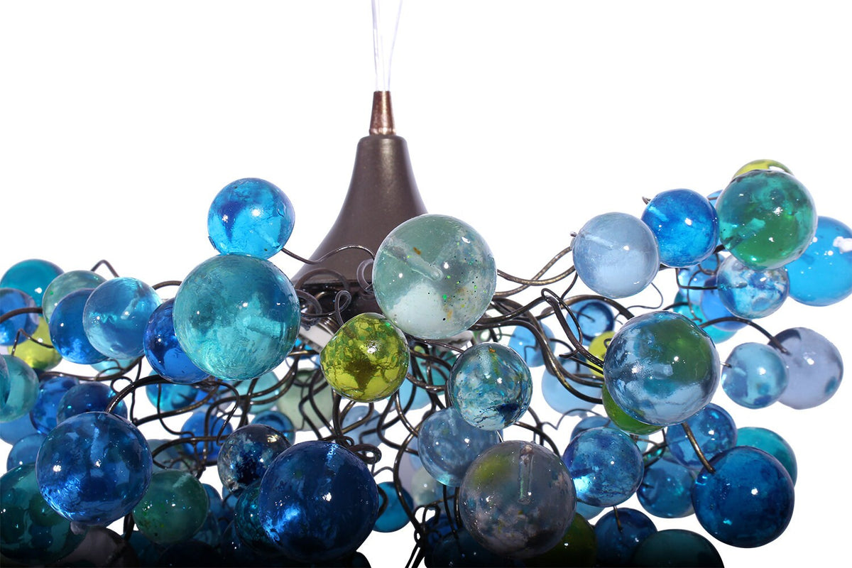 Resin Bubble Chandelier, Blue Sea Glass Light, Kids Room Lighting, Dining Room Lamp, Coastal Decor, Housewarming Gift