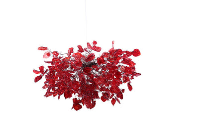 Ceiling Light Fixture - Red Hanging chandeliers with flowers and leaves for Dining Room, bedroom or living room.