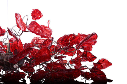 Ceiling Light Fixture - Red Hanging chandeliers with flowers and leaves for Dining Room, bedroom or living room.