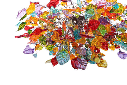 Big Hanging chandeliers with Colorful flowers and leaves