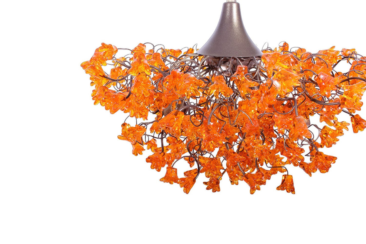 Orange Chandeliers with flowers, orange hanging lamp for living room, bedroom, Dining Room.