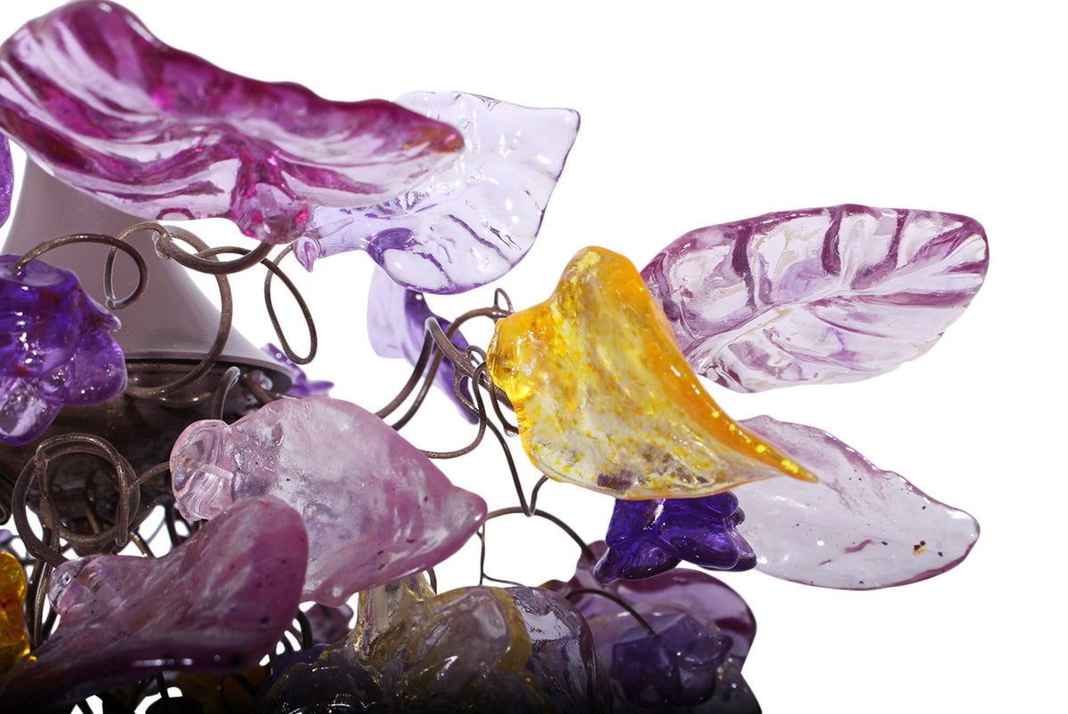 Lighting hanging chandeliers with flowers and leaves purple color for bedroom, entry way or children room