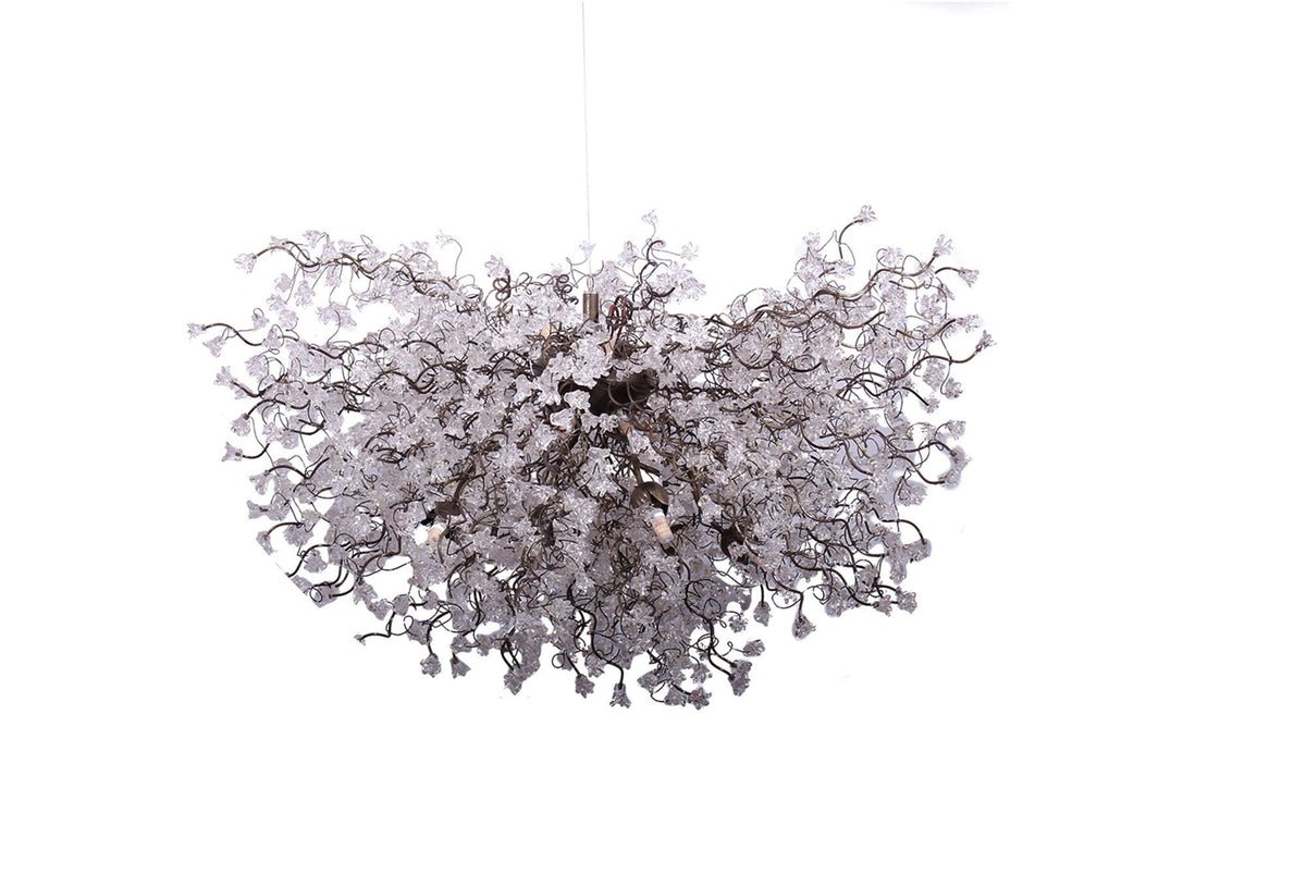 Large lighting Chandelier with clear flowers, Chandelier Ceiling for Dining Room or living room.