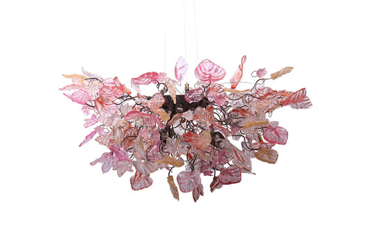 Modern Rose Gold Flower Chandelier: Resin Leaf Hanging Ceiling Light