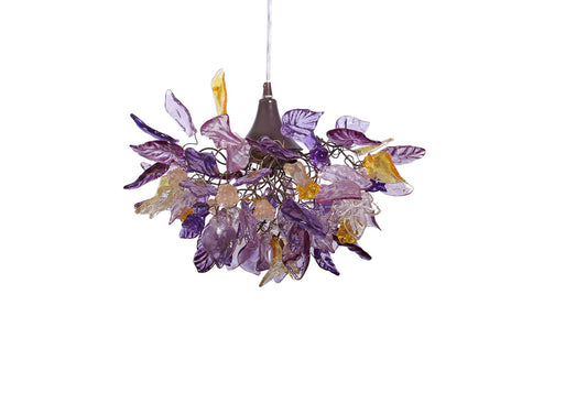 Lighting hanging chandeliers with flowers and leaves purple color for bedroom, entry way or children room