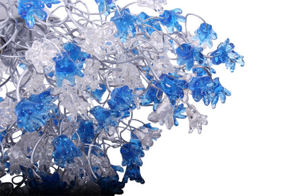 Lighting hanging chandeliers with clear and blue flowers, for Dining Room, hall or bedroom.
