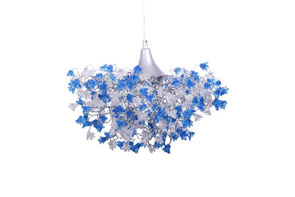 Lighting hanging chandeliers with clear and blue flowers, for Dining Room, hall or bedroom.