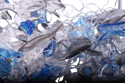 Modern lighting with blue and gray flowers & leaves for Dining Room, living room or bedroom. modern home lighting