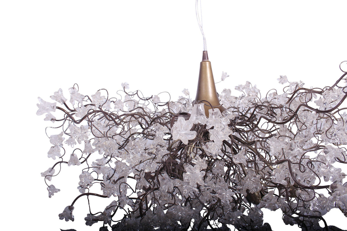 Large Ceiling Light Fixture Chandelier with clear flowers for Living Room, Dining Room table or bedroom- elegant lighting.