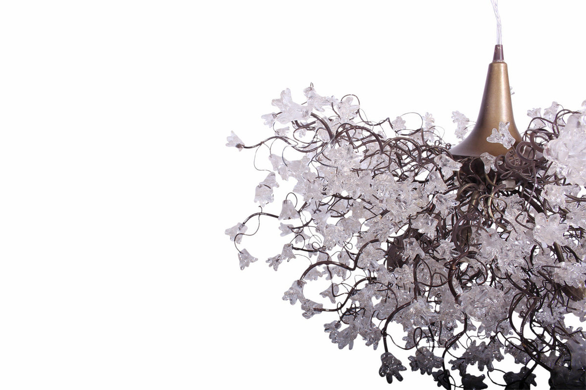 Large Ceiling Light Fixture Chandelier with clear flowers for Living Room, Dining Room table or bedroom- elegant lighting.