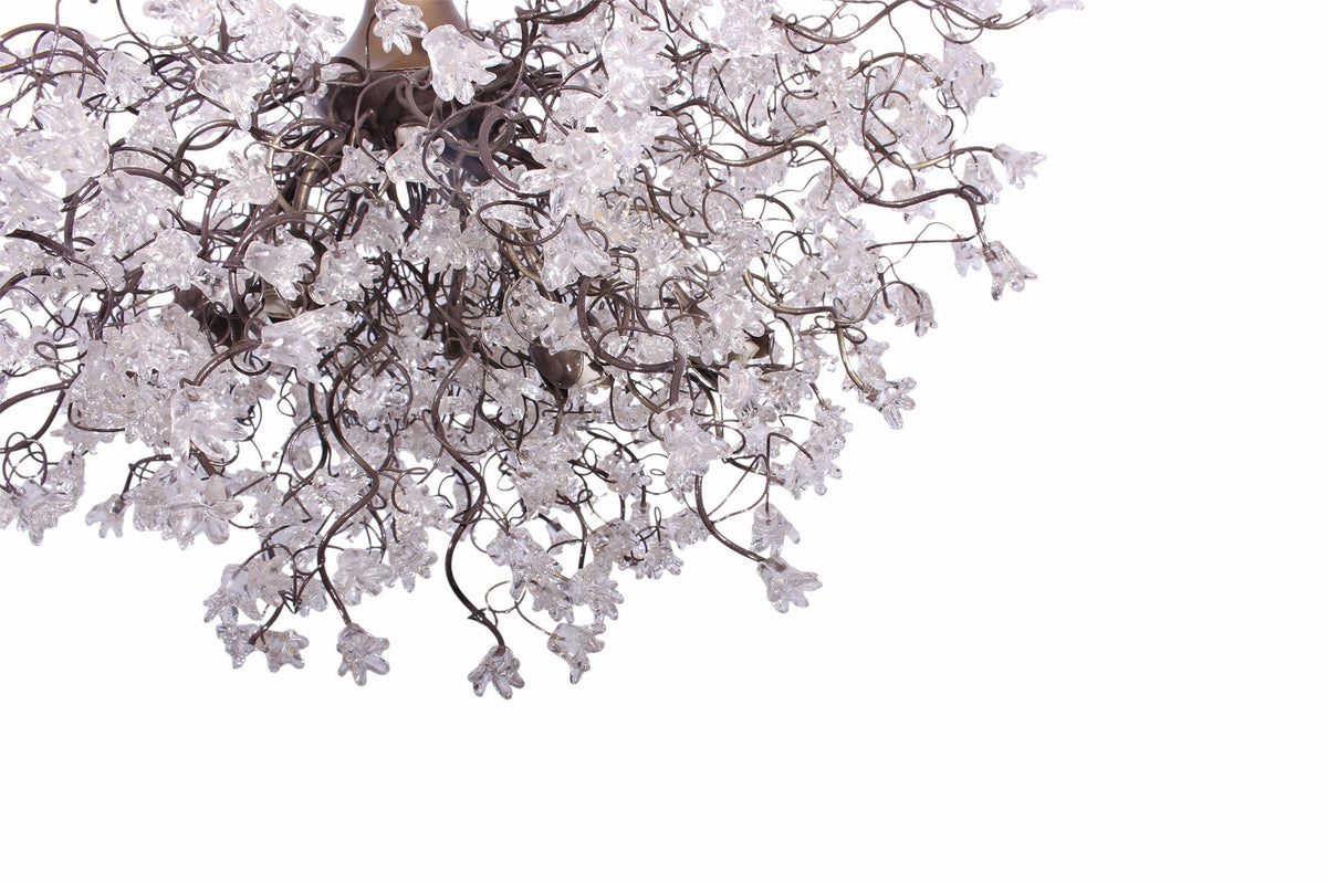 Large Ceiling Light Fixture Chandelier with clear flowers for Living Room, Dining Room table or bedroom- elegant lighting.