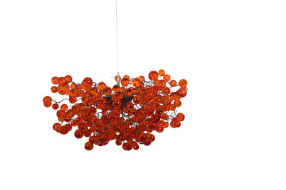 Orange Bubble Chandelier: Large 30" Globe Light Fixture for Dining Room