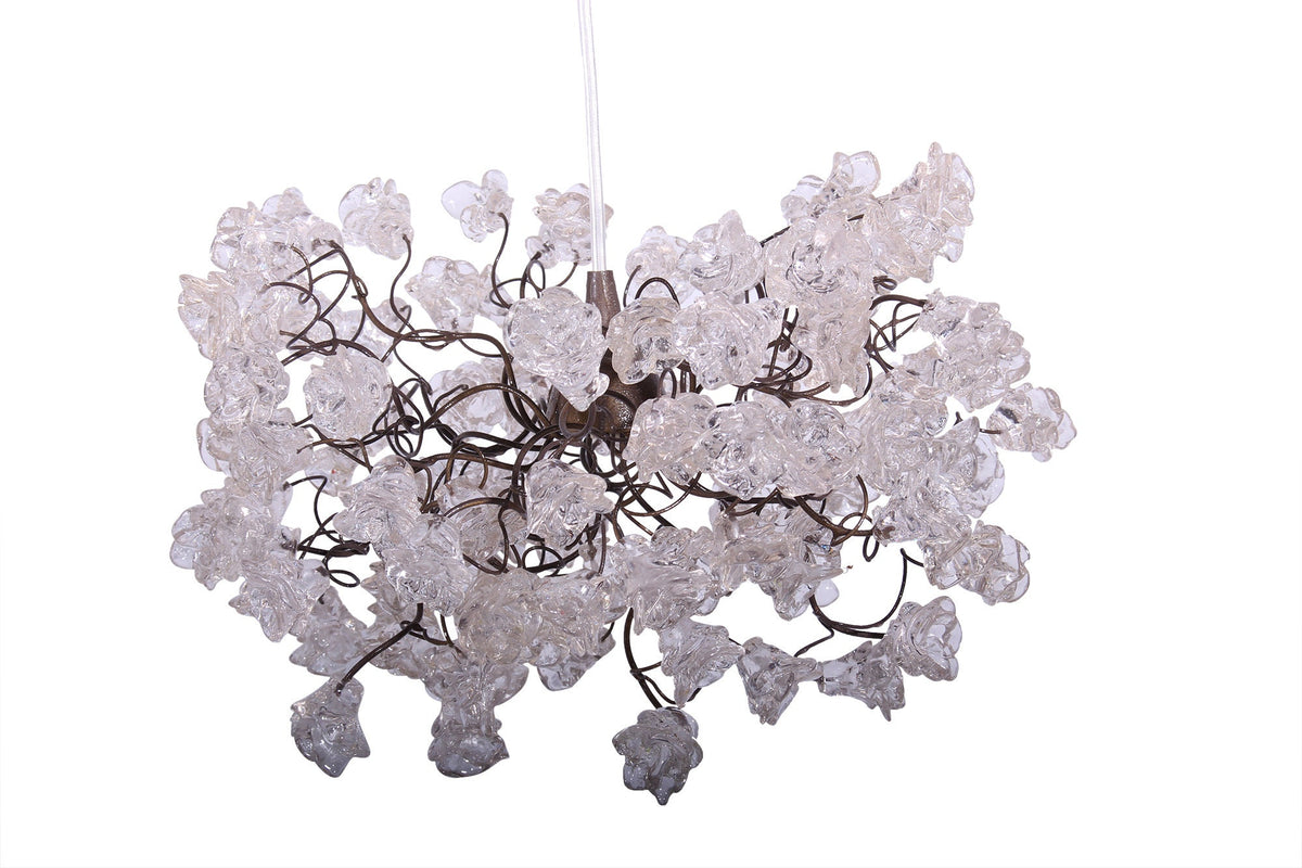 Clear Resin Flower Pendant Light - Bronze Wire Chandelier