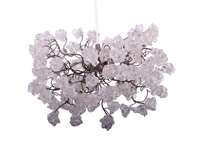 Clear Resin Flower Pendant Light - Bronze Wire Chandelier