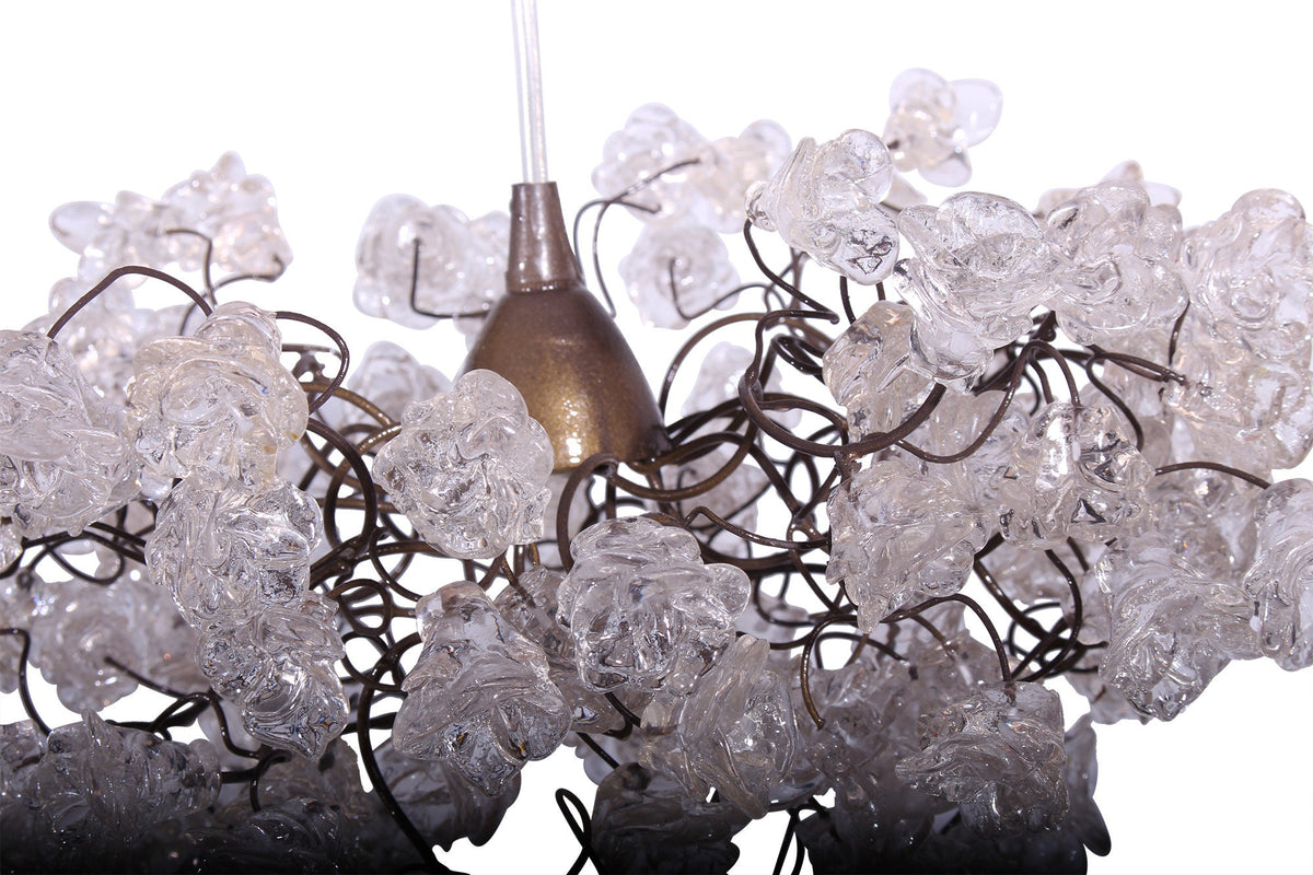 Clear Resin Flower Pendant Light - Bronze Wire Chandelier