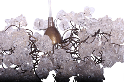 Clear Resin Flower Pendant Light - Bronze Wire Chandelier