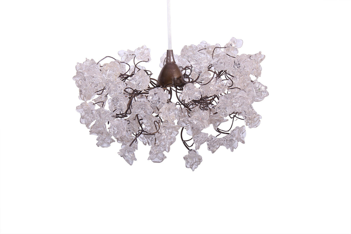 Clear Resin Flower Pendant Light - Bronze Wire Chandelier