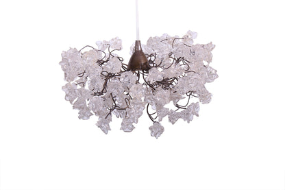 Clear Resin Flower Pendant Light - Bronze Wire Chandelier