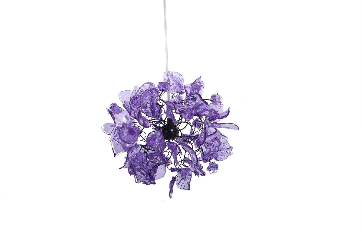 Unique Purple pendant lighting, Ceiling Pendant lights with flowers and leaves.